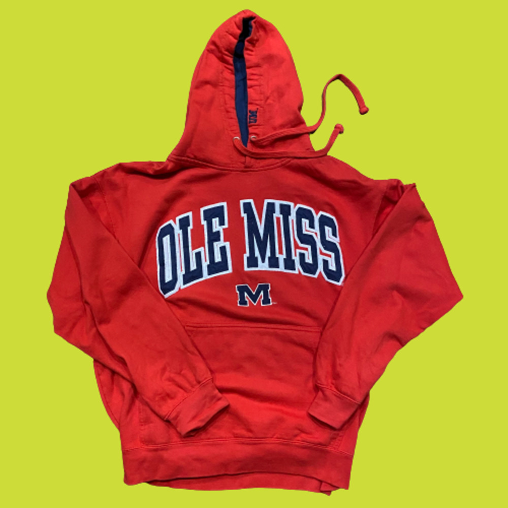 Ole Miss Vintage Pullover Hoodie Red Blue Mississippi Men's Size Large